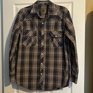 Coevals Club men’s plaid long sleeve pearl snap shirt size medium